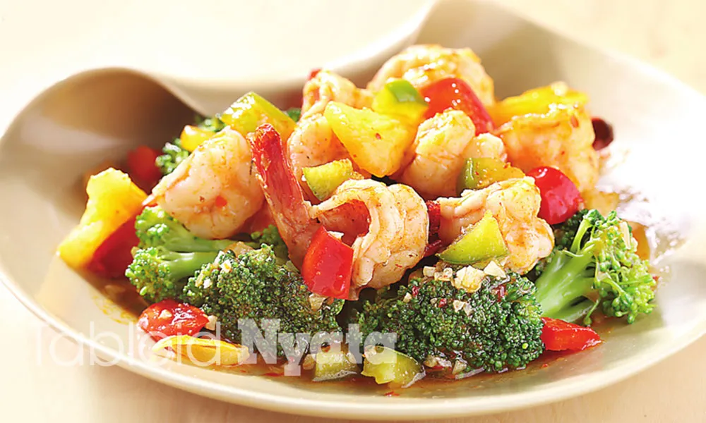Resep Praktis Tumis Udang Brokoli Asam Manis