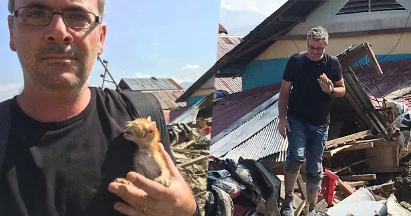 Jurnalis Australia Terjang Reruntuhan Gempa Palu Demi Nyawa Kucing