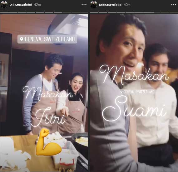 syahrini-dan-reino-barack-mesra memasak bareng