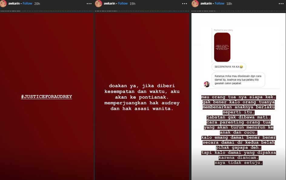 dukungan-awkarin-untuk-audrey justiceforaudrey