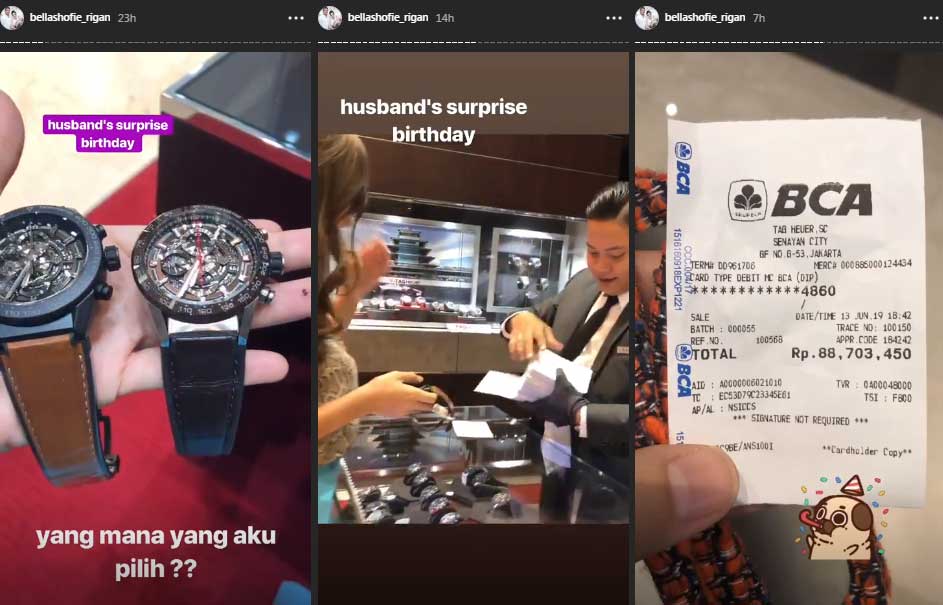 kekayaan-bella-shofie kado jam mahal untuk suami