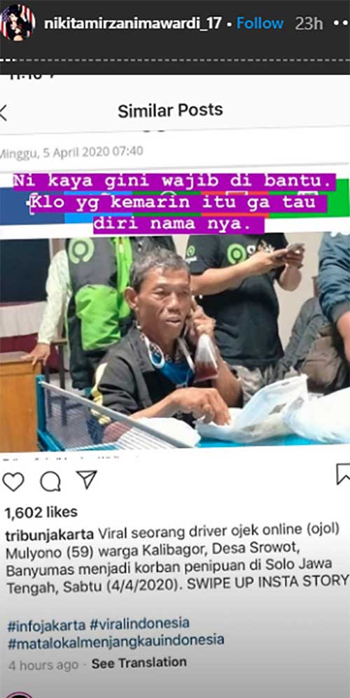 Nikita Mirzani bantu orang