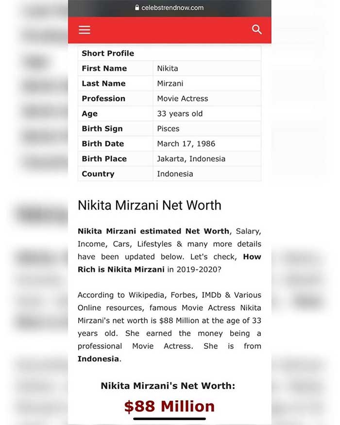 Kekayaan Nikita Mirzani