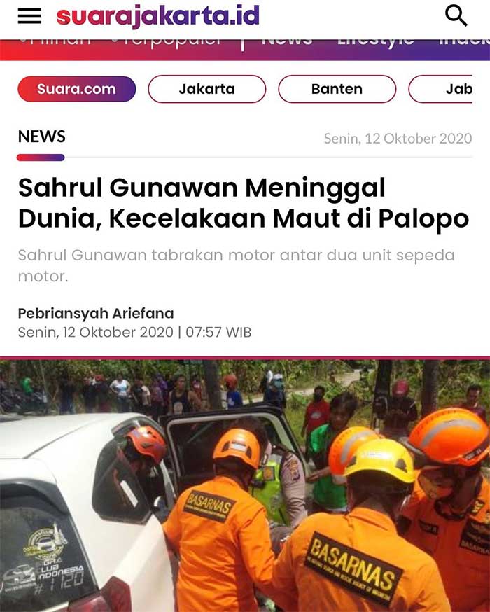 Sahrul Gunawan kecelakaan