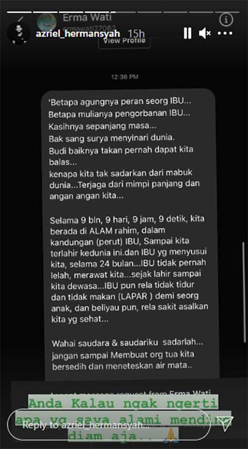 Instagram Azriel Hermansyah