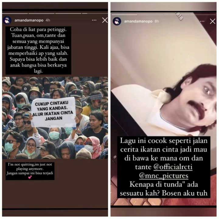 amanda manopo sindir tim produksi ikatan cinta alur panjang