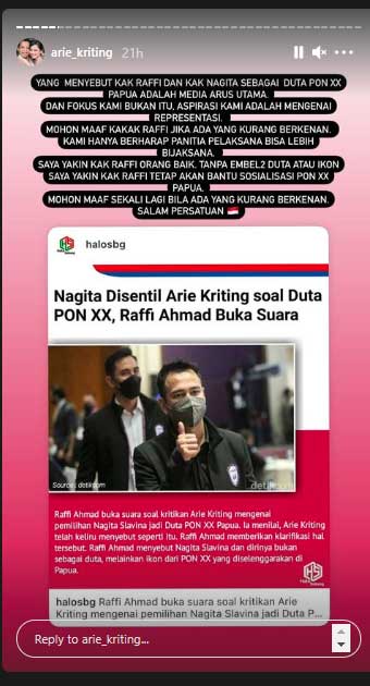 arie kriting minta maaf raffi ahmad nagita slavina