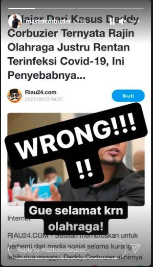 deddy corbuzier hampir meninggal karena covid-19