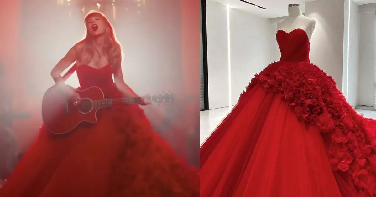 Fakta di Balik Gaun Merah Putih Taylor Swift di MV I Bet You Think About Me. Dijahit 1200 Jam Hingga Bertabur 2500 Bunga. Wow!
