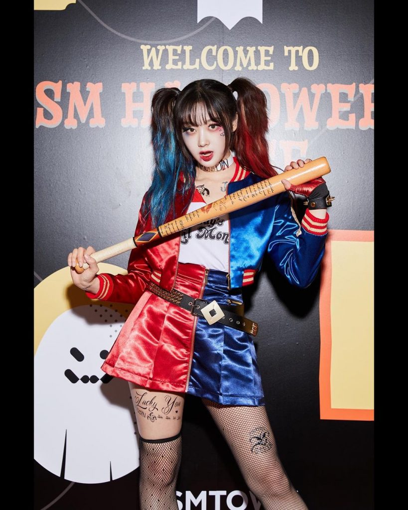 kostum halloween idol k-pop giselle aespa harley quinn