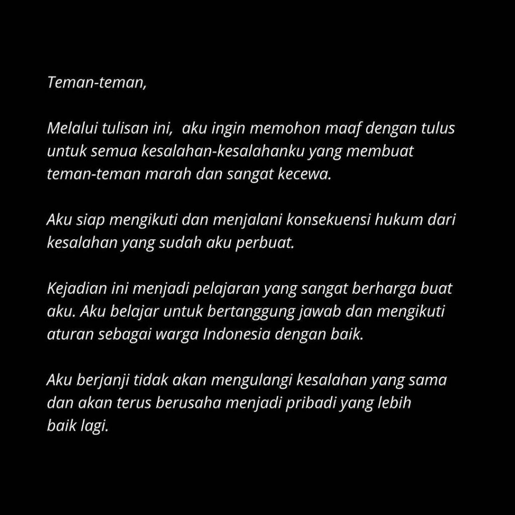 rachel vennya minta maaf