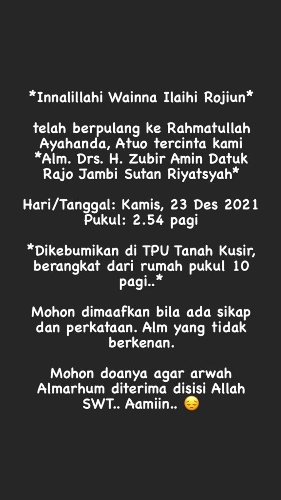 aya nirina zubir meninggal