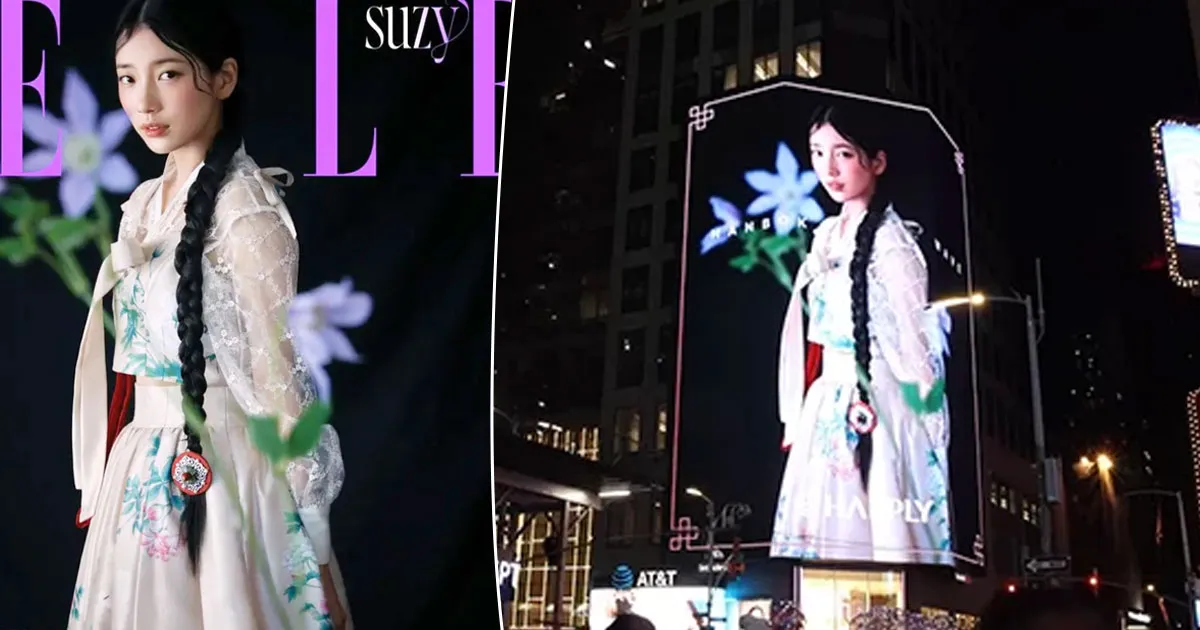 Pakai Hanbok, Kecantikan Suzy Hebohkan Times Square New York