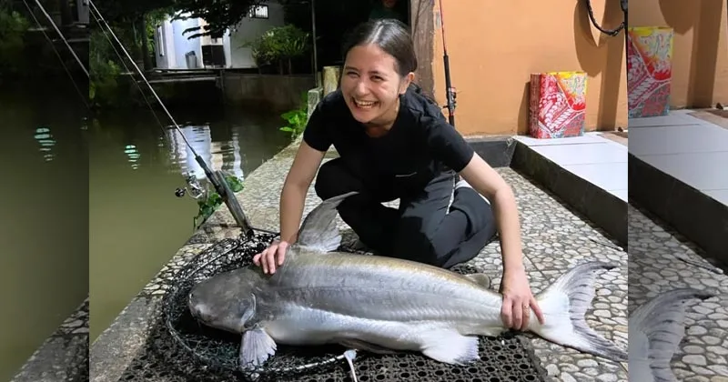 Serunya Prilly Latuconsina Pancing Hiu Air Tawar dari Siang Hingga Malam