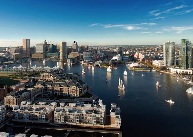 Jalur air utama pelabuhan Baltimore tampak dari atas. (Foto: Dok. Visit Baltimore)