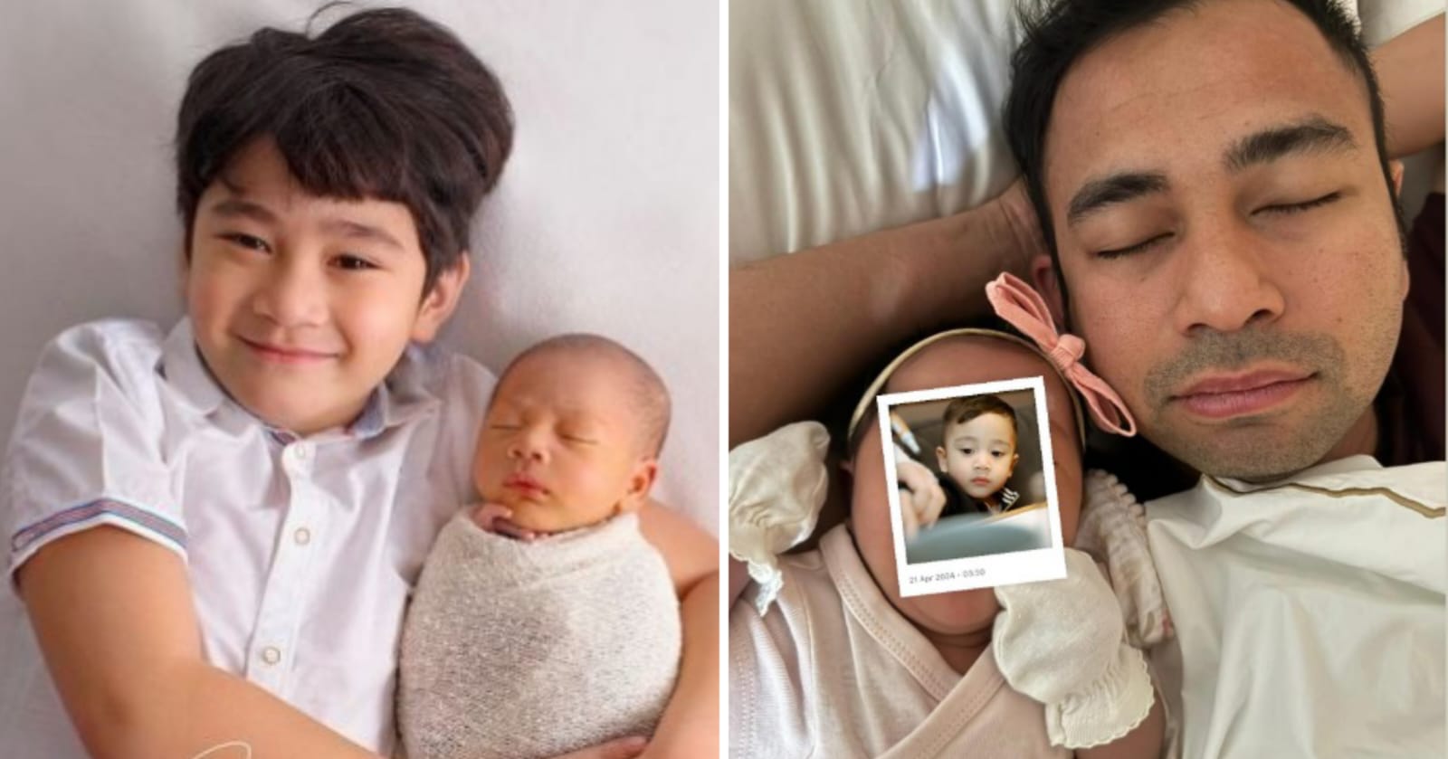 Bayi Lily (kanan) yang disebut mirip Cipung waktu kecil (kiri). (Foto: Instagram @raffinagita1517)