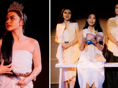 Happy Salma di pementasan teater monolog bertajuk 'Mahkota'. (Foto: Naomi/Nyata)