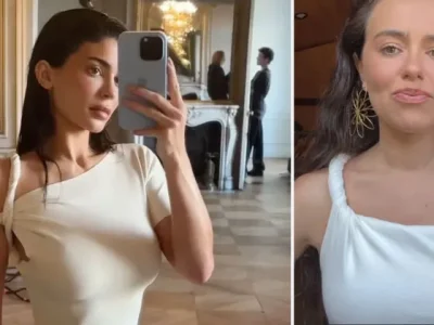 Kylie Jenner (kiri) menjiplak baju dari desainer lain asal Australia, Jessica. Foto: Dok. TikTok @jessicajohansenbell