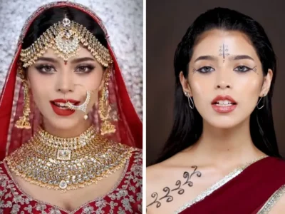 Treb Makeup Asoka ala beauty influencer Indonesia, Jharna Bhagwani. (Foto: TikTok @Jharnabhagwani)