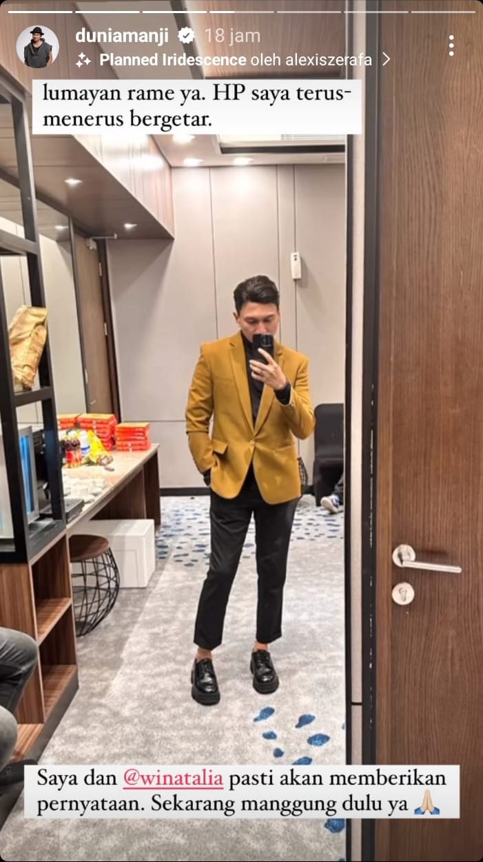 Unggahan Instagram story Anji soal perceraiannya dengan Wina Natalia. (Foto: Instagram/duniamanji)