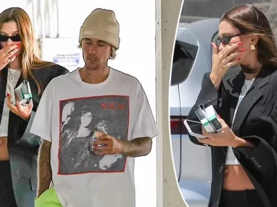 HAMIL ANAK PERTAMA: Hailey Bieber menunjukkan baby bump-nya saat berjalan bersama suaminya, Justin Bieber. Foto: Dok. SPOT/BackGrid