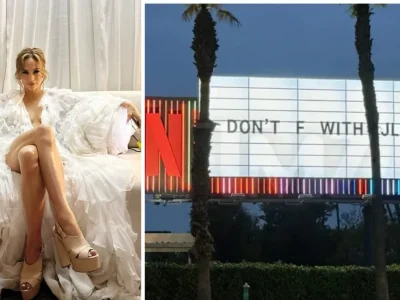 Jennifer Lopez dan papan reklame berisi peringatan di tengah isi keretakan rumah tangganya dengan Ben Affleck. (Foto: Instagram/jlo)