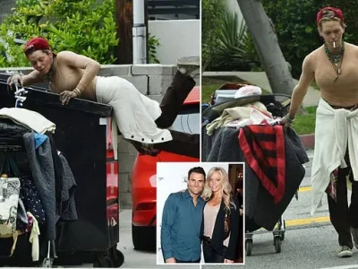 JADI GELANDANGAN: Mantan Model, Loni Willison saat memungut sampah di jalanan Los Angeles. Foto : Dok. Daily Mail