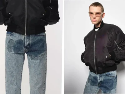 LAKU TERJUAL: Celana jeans motif ompol dari Jordanluca. (Foto: Instagram @jordanluca)