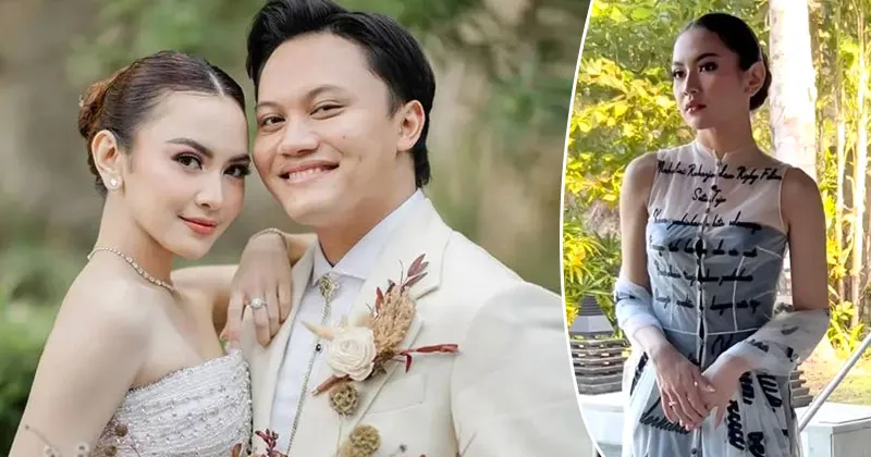 Uniknya Gaun Bridal Robe Mahalini, Dipenuhi Bordiran Lirik Lagu ‘Satu Tuju’