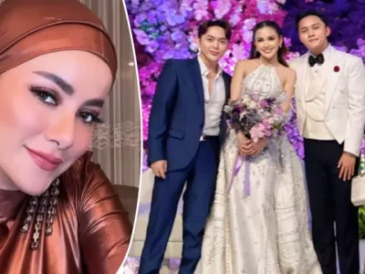 Olla Ramlan saat meghadiri pernikahan Rizky Febian dan Mahalini. Foto: Dok. Instagram @ollaramlan/@arie_khayz