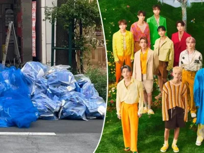 Ratusan album SEVENTEEN ditemukan terbuang di pinggir jalan. Foto: Dok. Instagram @saythename_17/X
