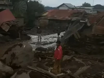 Kondisi pasca banjir lahar dingin Gunung Marapi. Foto : BPBD Sumatera Barat