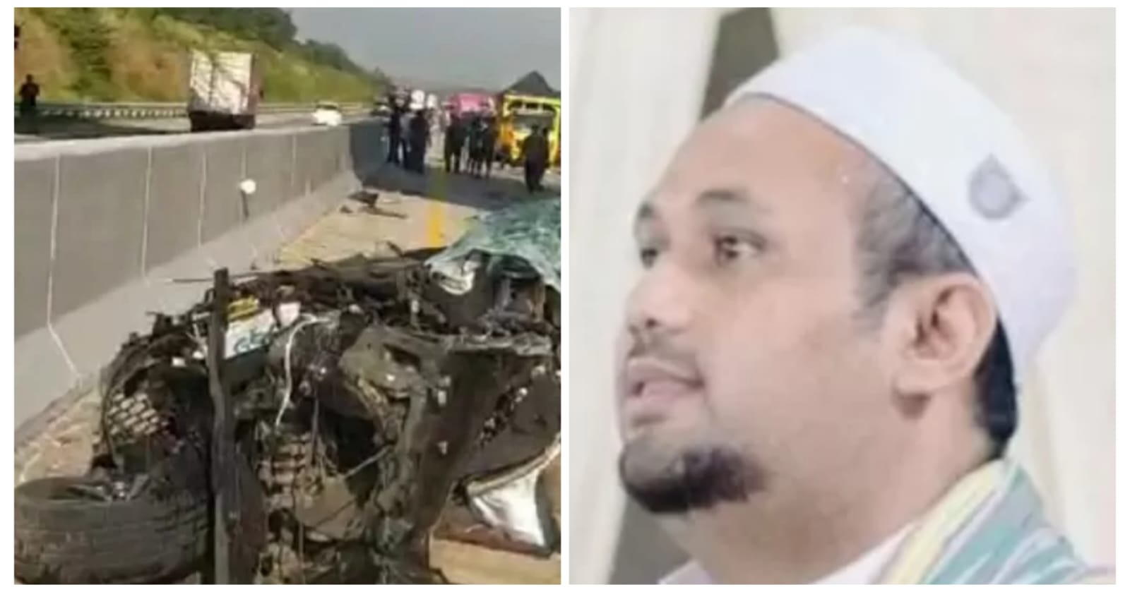 Mobil Habib Jafar ringsek usai menabrak tronton. (Foto: Istimewa)