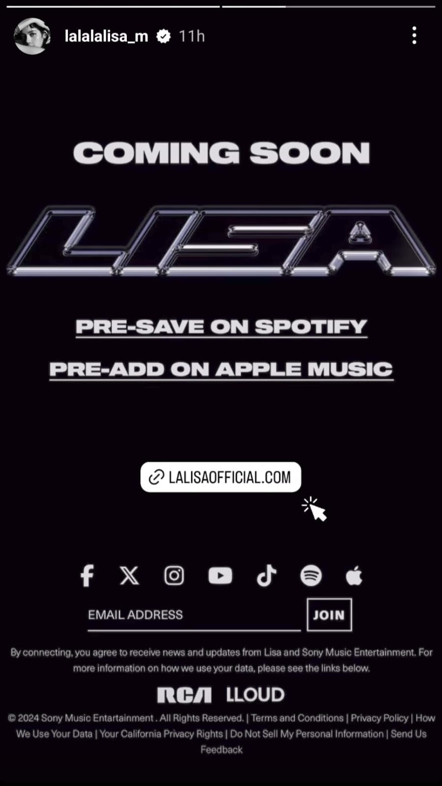 Lisa BLACKPINK umumkan akan segera comeback solo. Foto: Dok. Instagram @lalalalisa_m