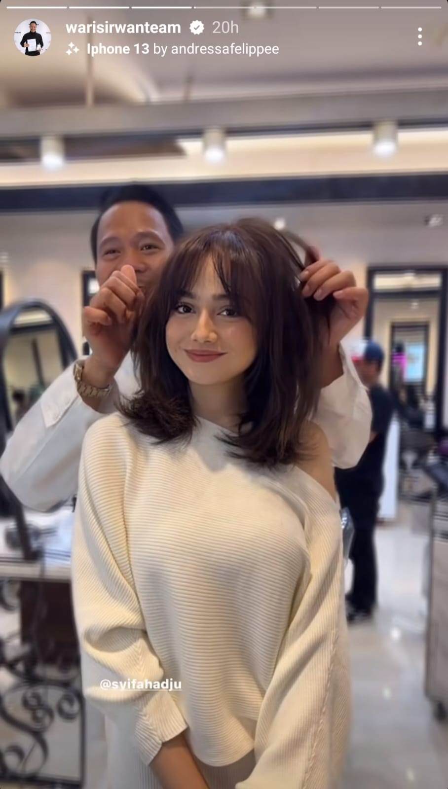Syifa Hadju dengan gaya rambut baru usai putus dari Rizky Nazar. Foto: Dok. Instagram @warisirwanteam