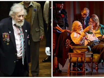 Ian McKellen terlihat tampil dalam adegan Player Kings yang berada di West End hingga 22 Juni. Foto : Hoda Davaine/Dave Bennet/Getty I