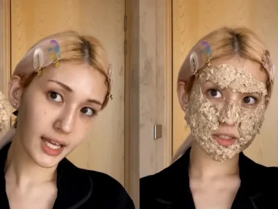 Jeon Somi gunakan masker dari oatmeal untuk kulit sehat. Foto: Dok. YouTube Vogue