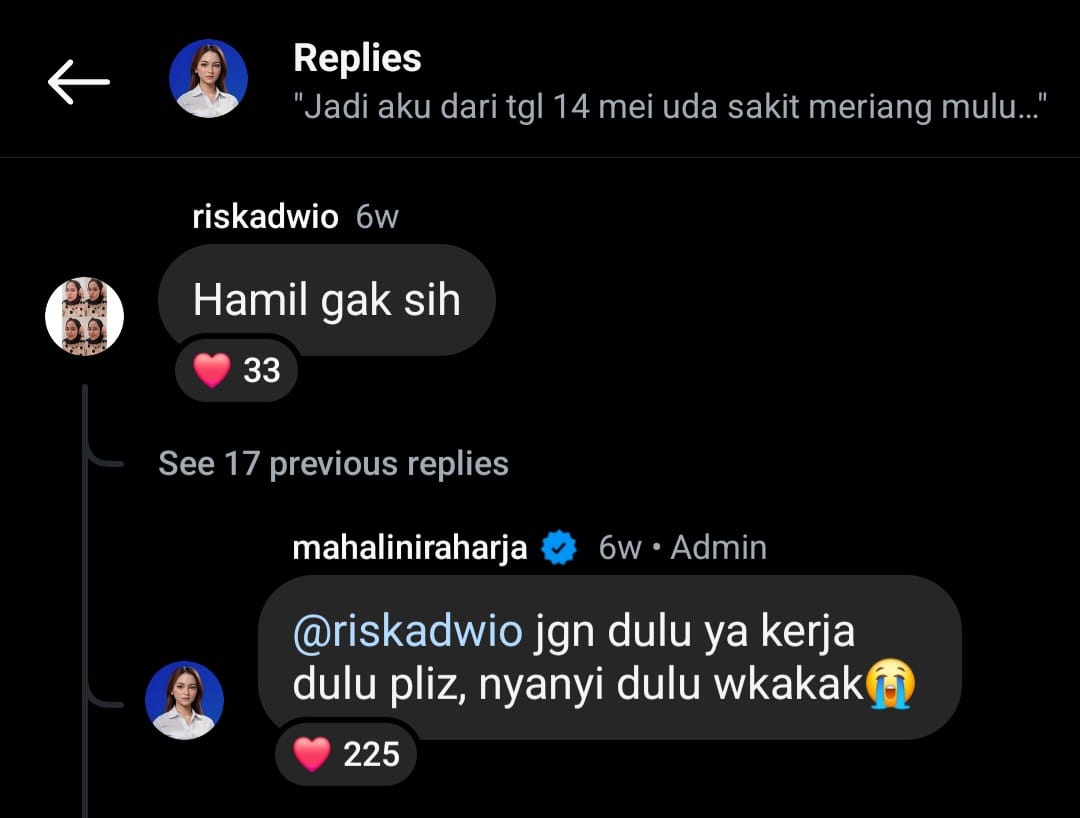 Tanggapan Mahalini usai diduga netizen hamil karena meriang setelah menikah. Foto: Dok. Instagram @mahaliniraharja