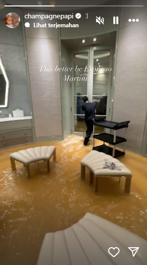 Rumah Drake diterjang banjir. Foto : Instagram/champagnepapi