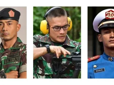 Randy Pangalila dan deretan aktor lainnya yang memerankan tentara. Foto : kolase