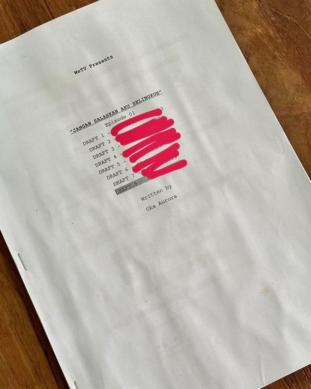 Naskah series Jangan Salahkan Aku Selingkuh. (Foto: Instagram/marshanda99)