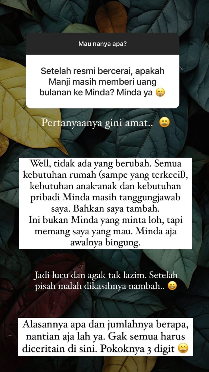 Unggahan Anji soal nafkah untuk Wina. FotoL Dok. Instagram @duniamanji