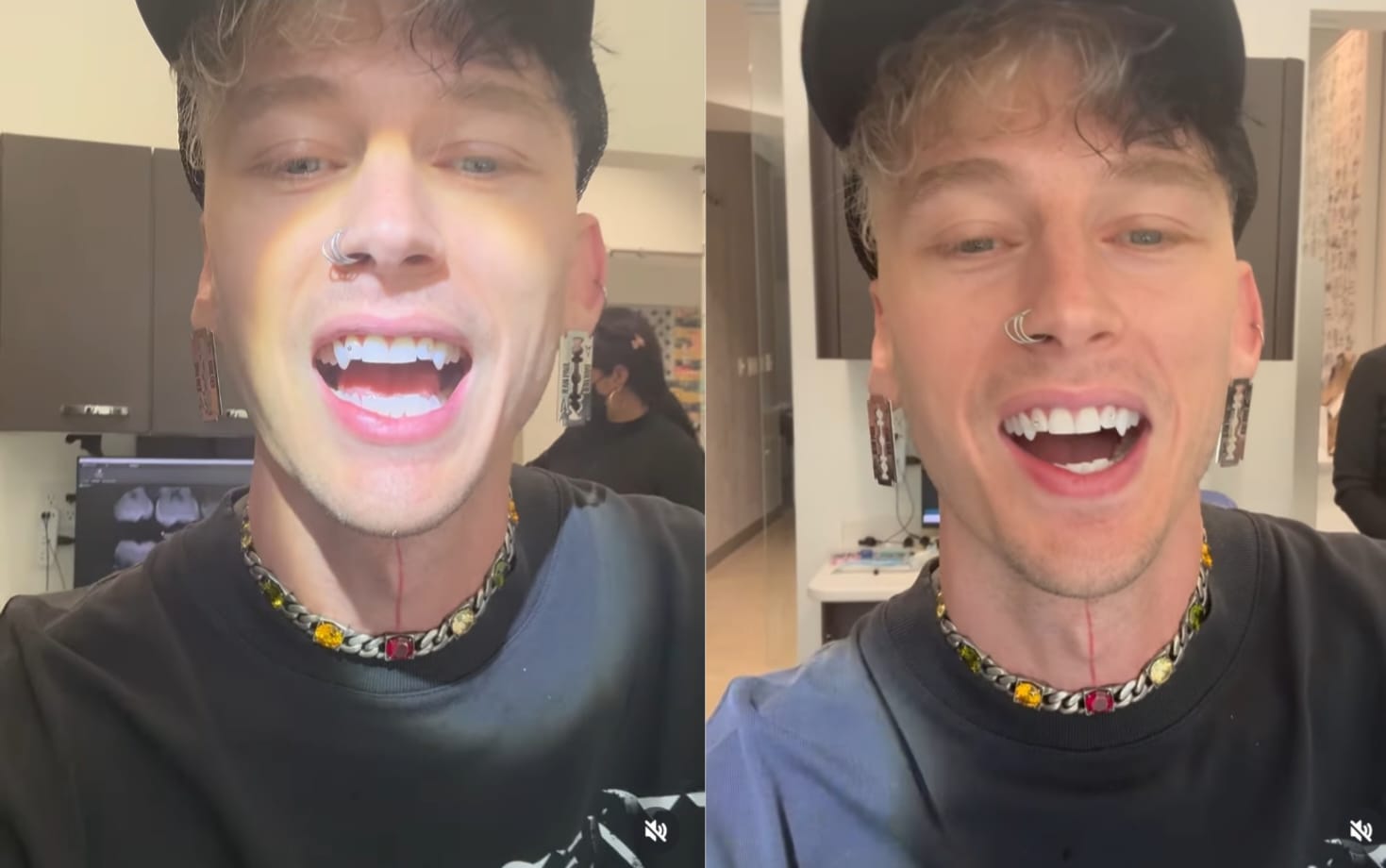 Machine Gun Kelly pamerkan taring. Foto: Dok. Instagram @machinegunkelly