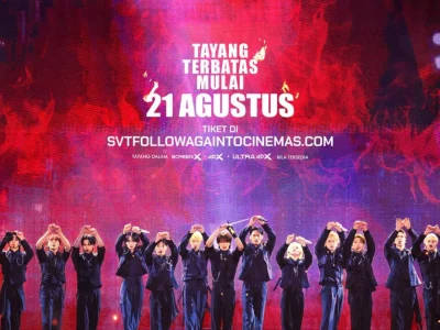 Film konser SEVENTEEN 'FOLLOW AGAIN' akan tayang di bioskop Indonesia pada 21 Agustus 2024. Foto : X /CGV_ID