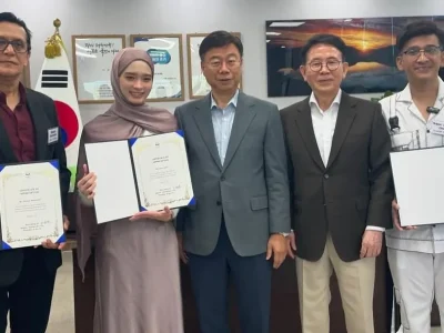 Ruben dan Inara saat wakili Indonesia dalam kampanye K-Respect Korea. Foto: Dok. Instagram @ruben_onsu