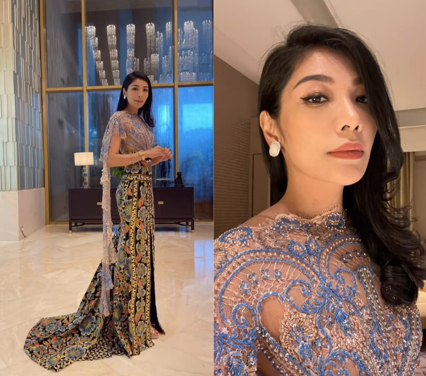 dr Irene tampil mewah dan elegan dengan gaun etnik. Foto: Dok. Instagram @dr.irene13