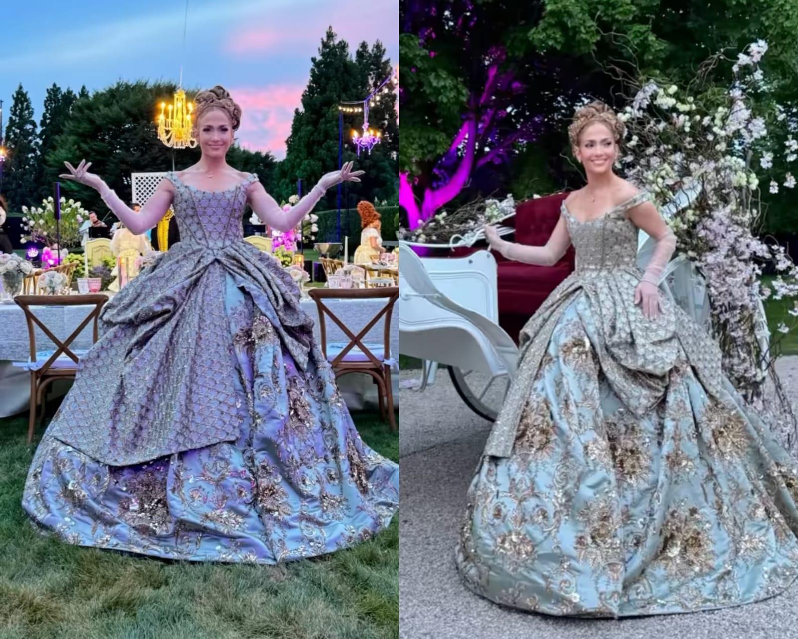 JLo tampak anggun mengenakan gaun pesta berwarna biru. Foto: Dok. Instagram @jlo