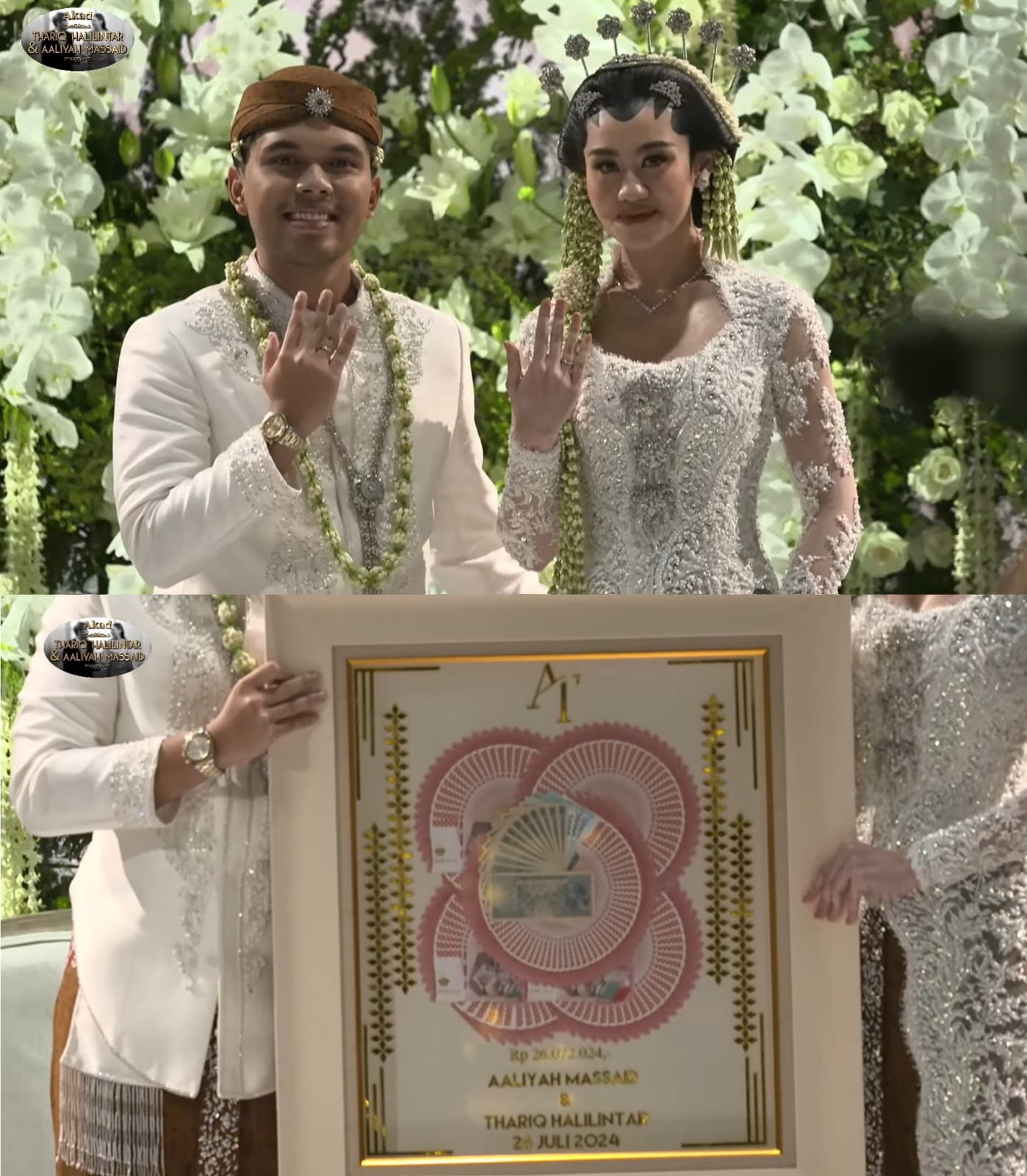 Tukar cincin dan penyerahan mahar Thariq dan Aaliyah. Foto: Dok. YouTube Thariq Halilintar