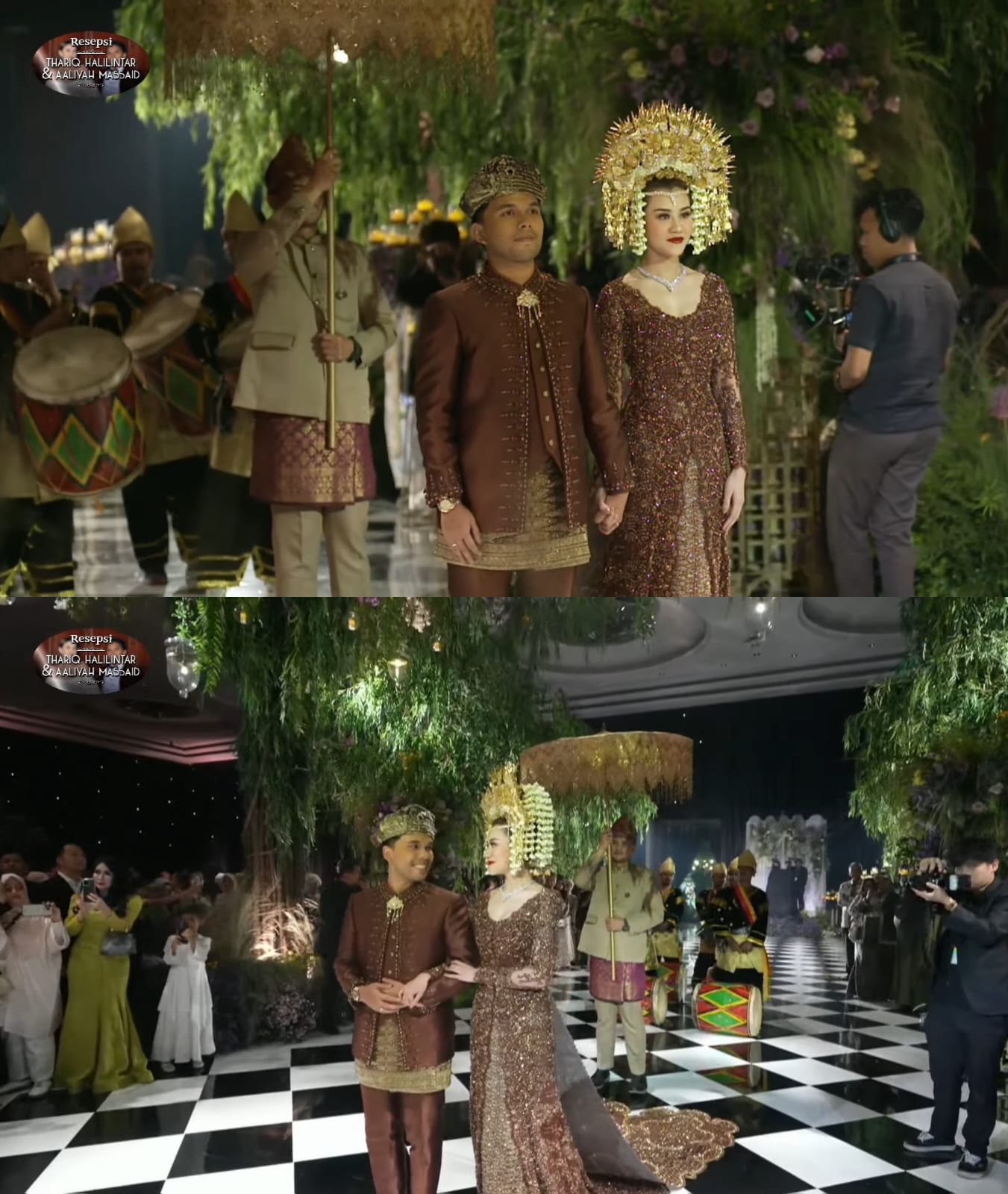 Thariq dan Aaliyah dengan busana pernikahan adat Minang. Foto: Dok. YouTube Thariq Halilintar