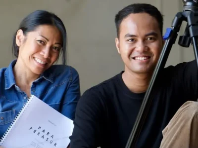 Anggun bersama sutradara film 'Para Perasuk', Wregas Bhanuteja. Foto: Dok. Instagram @wregas_bhanuteja